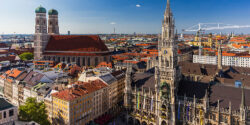 Aerial,View,On,Marienplatz,Town,Hall,And,Frauenkirche,In,Munich,