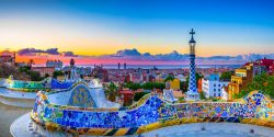 Skyline,Panorama,Of,Barcelona,At,Sunrise.,Spain