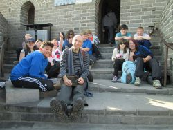 School group on the great wall of china