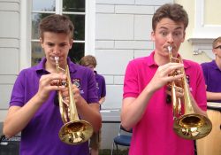 Students playing in a band