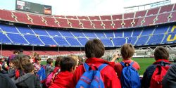 Students at the Nou Camp Stadium