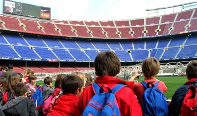 Students at the Nou Camp Stadium