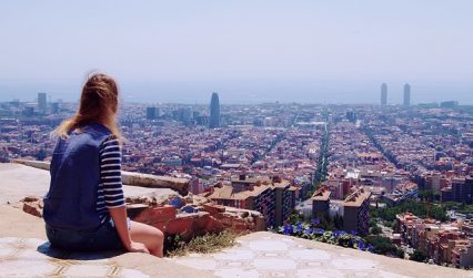 Girl looking at Barcelona