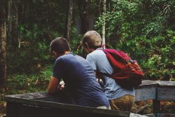 Male students on a trip