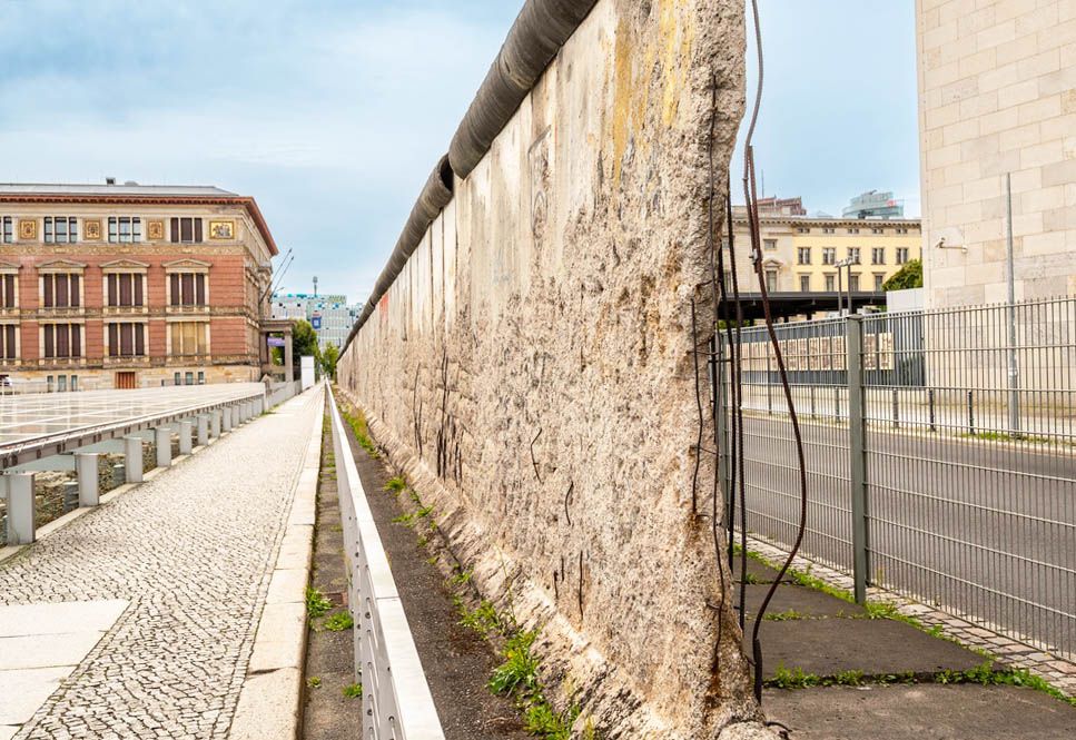 Remains of the Berlin Wall and Topography of Horrors museum next to it, Germany