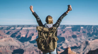 Back,View,Of,Young,Wanderlust,Feeling,Victory,Conquering,Mountain,In