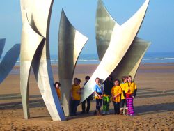 Normandy beach student group