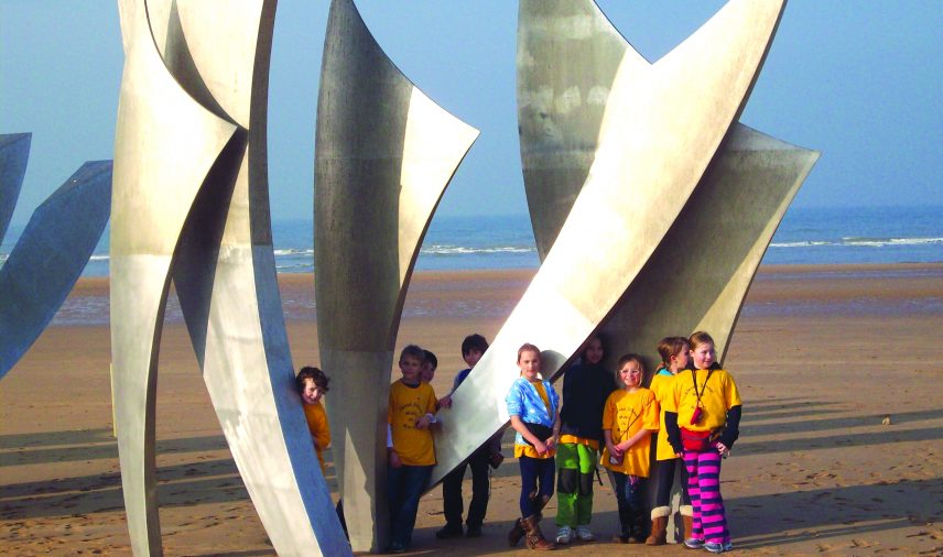Normandy beach student group