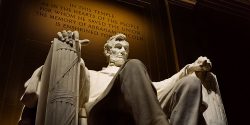 View up to the Lincoln Memorial