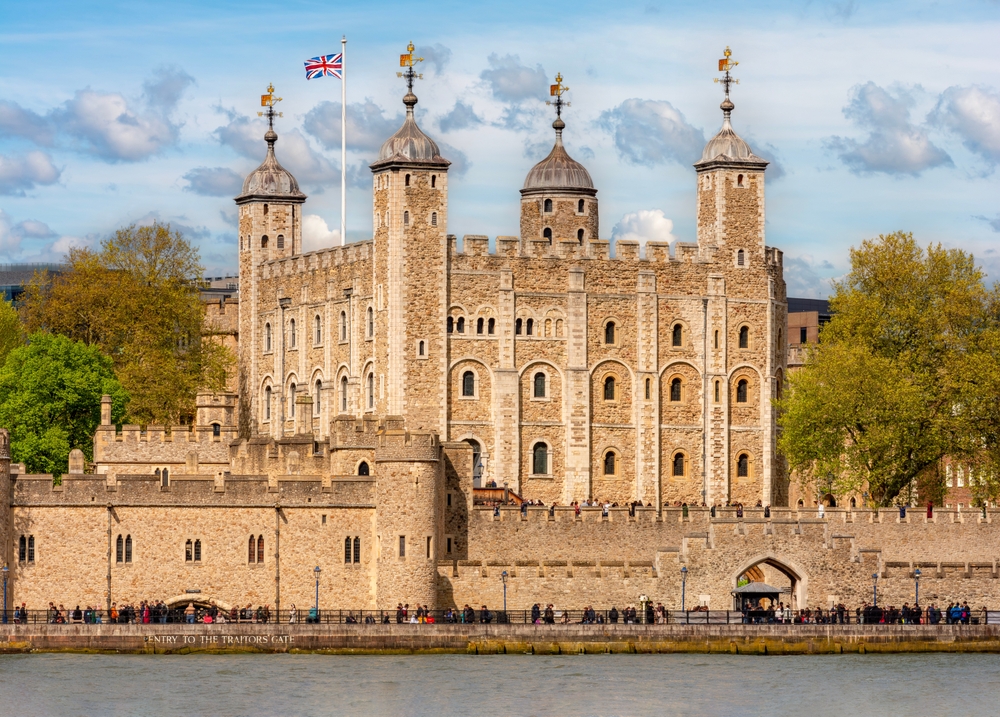 UK flag floating on the Tower of London