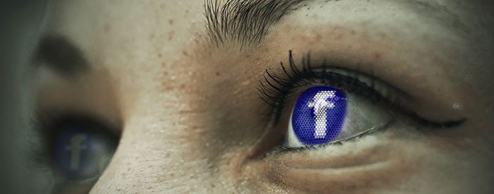 Close up photo of FB icon in eyes