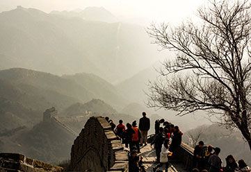 Group visiting the Great Wall of China