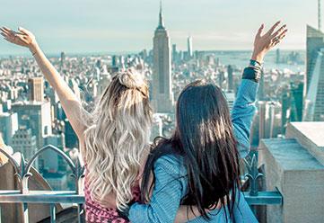 Students taking in the view over Manhattan