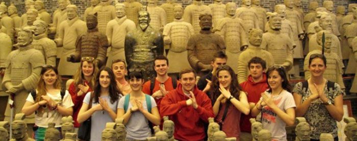 Students visiting the Terracotta Army, Xian