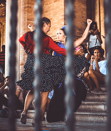 Students watching flamenco show