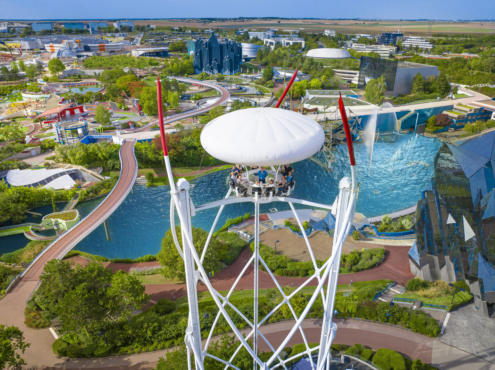 Aerial view of the Futuroscope in France