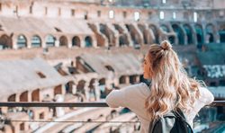 Student visiting the Colosseum, Rome