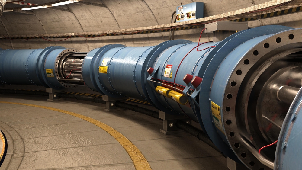 3D illustration of a particle accelerator at CERN in Switzerland