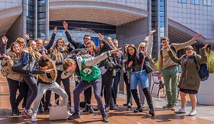 Students posing for photo Brussels