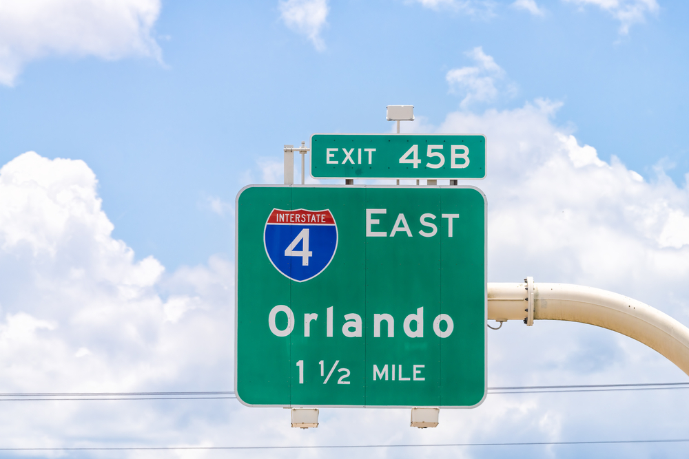 Orlando sign on the highway in Florida