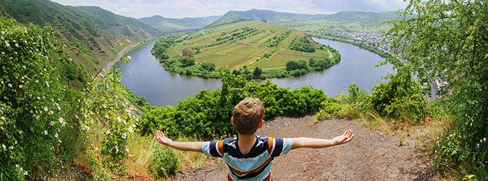 Student in the Rhineland looking from viewpoint