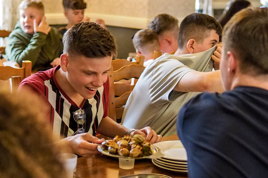 Eating snails at the Chateau