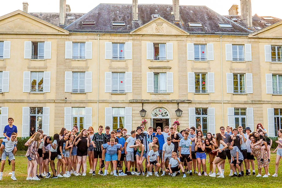 School group at the Chateau du Molay, Normandy