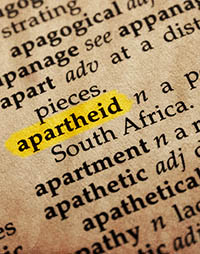 Apartheid word in old textured dictionary
