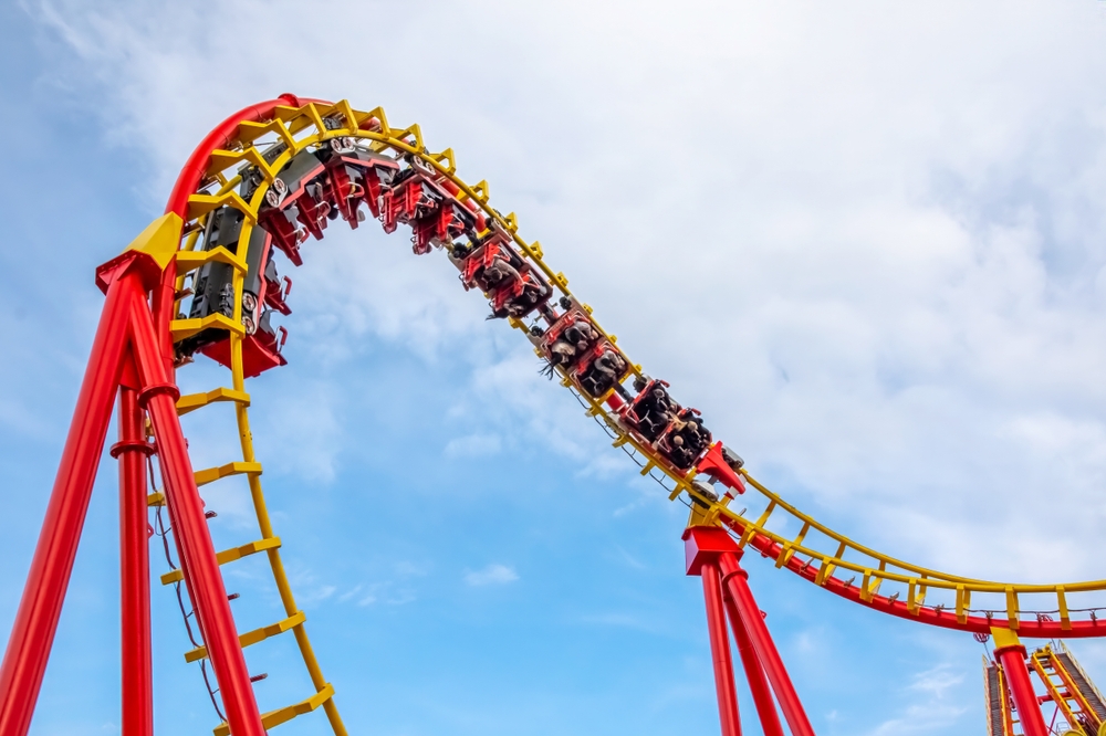 A rollercoaster at full speed