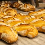 Freshly-baked baguettes at a French boulangerie