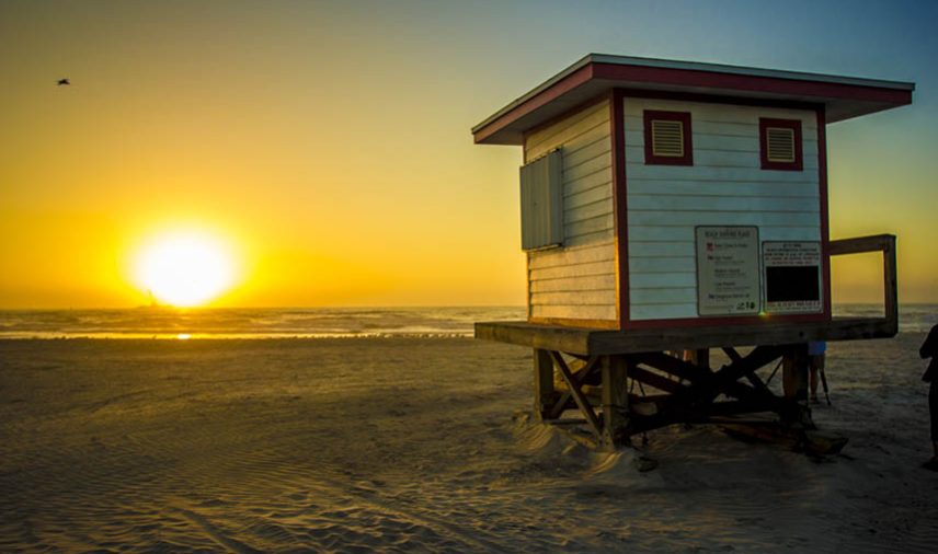 Sunset on a beach hut in Florida
