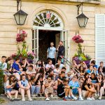 A school group outside the Chateau du Molay