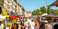Busy street Normandy France