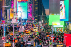 Times Square with neon art and commerce, New York