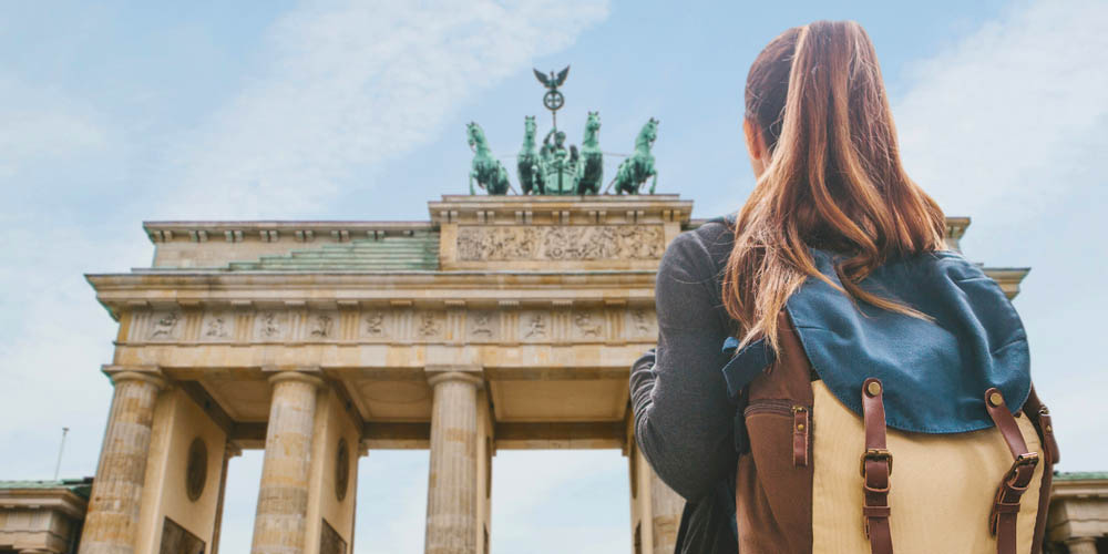 A,Tourist,Girl,With,A,Backpack,Or,Student,Looking,At