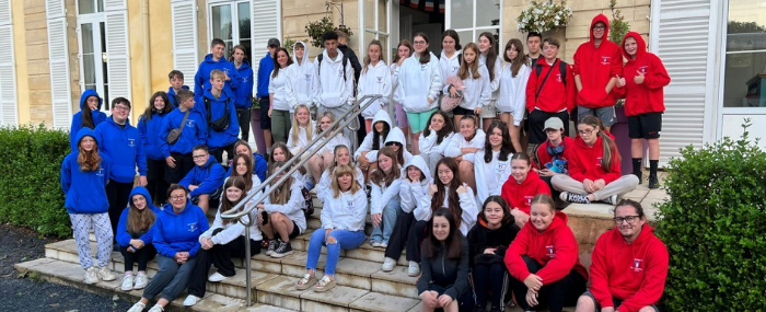 Newport High School outside the Château du Molay