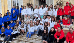 Newport High School outside the Château du Molay