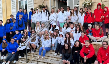 Newport High School outside the Château du Molay