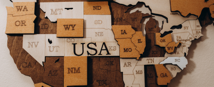 Office wall art of USA map