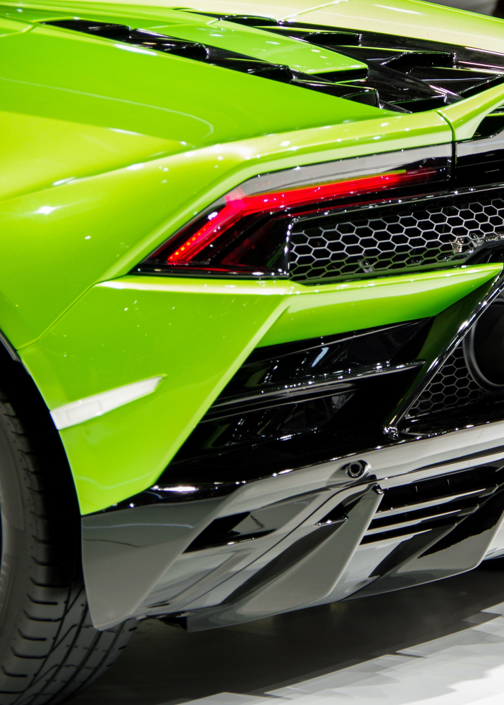 Shiny neon green Lamborghini sports car