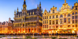 Brussels,,Belgium.,Wide,Angle,Night,Scene,Of,The,Grand,Place