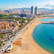 Aerial,View,Of,Ciutat,Vella,District,With,Barceloneta,Beach,Spain