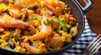 Traditional,Spanish,Paella,With,Seafood,And,Chicken.,Prepared,In,Wook.
