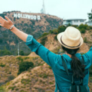 Asian,Woman,Backpacker,Love,Freedom,Carefree,Hugging,Nature,While,Hiking