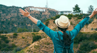 Asian,Woman,Backpacker,Love,Freedom,Carefree,Hugging,Nature,While,Hiking