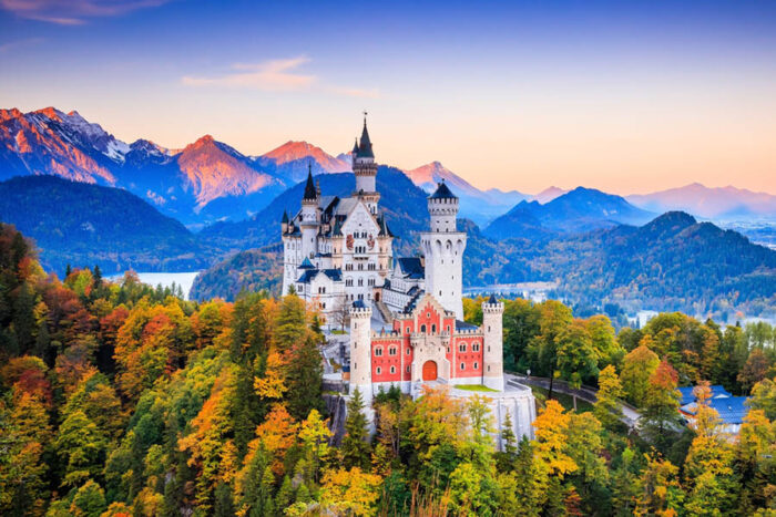 Neuschwanstein,Castle,(schloss,Neuschwanstein),Bavaria.,Fussen,,Germany.,Front,View,Of