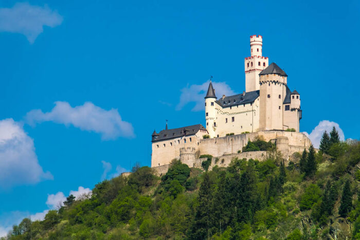 Marksburg,Castle,Above,The,Town,Of,Braubach,In,Rhineland-palatinate,,Germany.