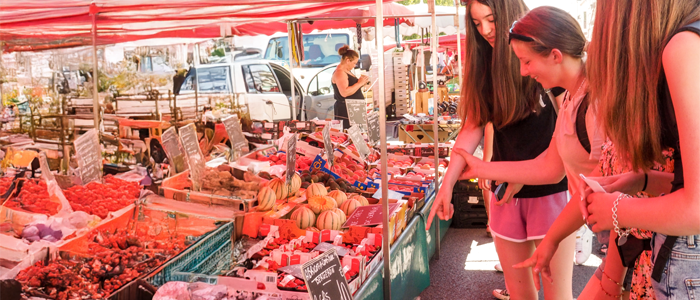 Students at French market