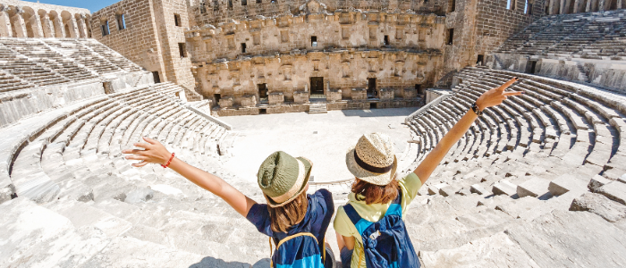 Students exploring ancient relics