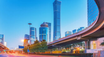 Modern,Urban,Architecture,Skylines,,Highways,,And,Overpasses,In,Beijing,,The
